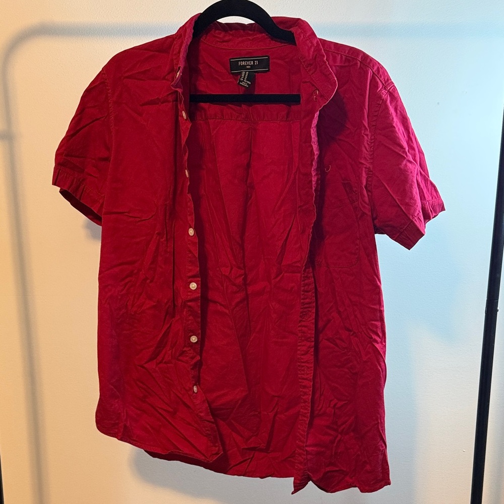 Forever 21 Red Casual Button Down Shirt